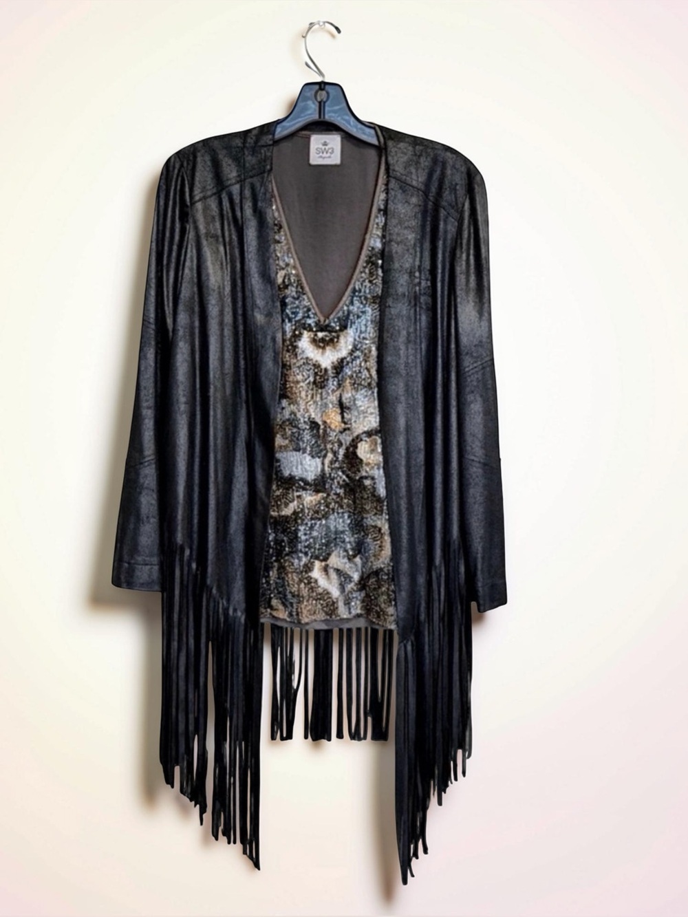 SW3 Bespoke Fringe Cardigan & Sequin Tank Set Boho Layered Statement | PS/US 2-4
